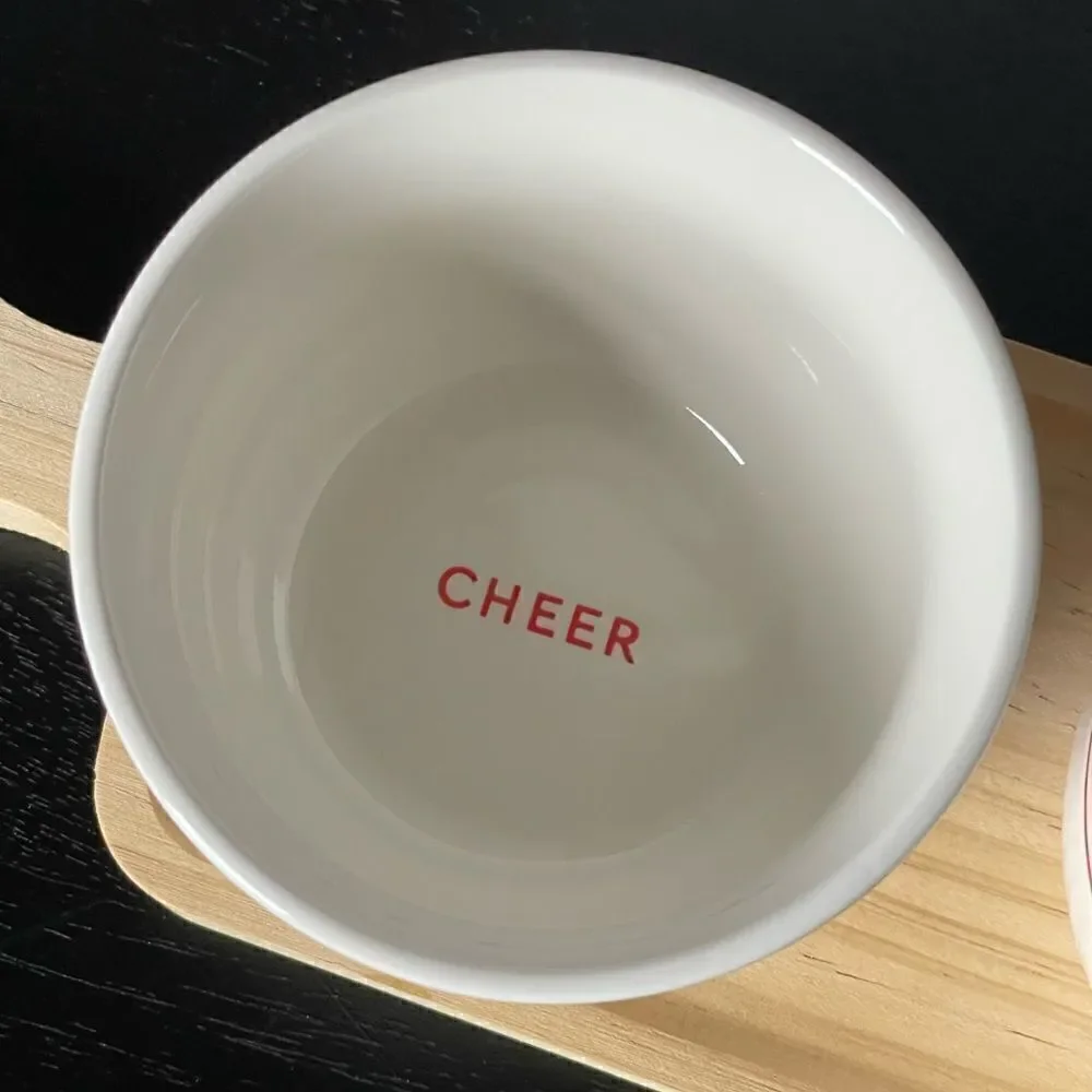 Hallmark Vintage 1970’s Trio of Small Ceramic Serving Bowls on Wooden Block